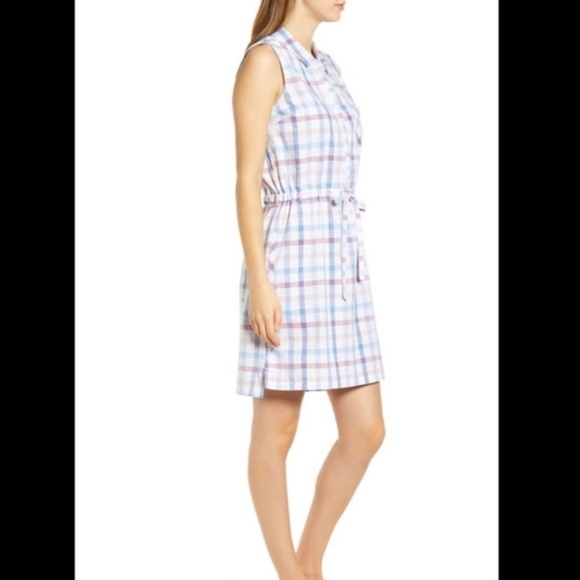 Barbour Coastal Collection Harbourside Dress Size 4 Skyline Blue Check size 6 - Picture 2 of 8